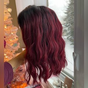 Deep red lace front wig